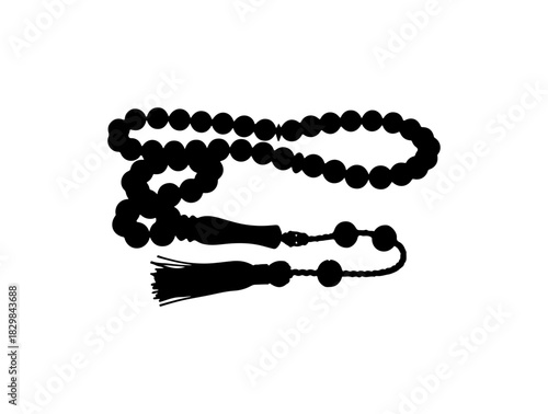 Elegant vector art of prayer beads for Islamic faith designs, spiritual reflection aid