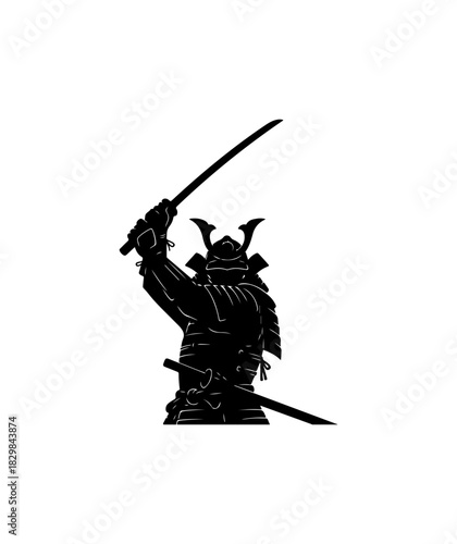 Dynamic samurai warrior wielding katana sword, a symbol of ancient Japanese strength