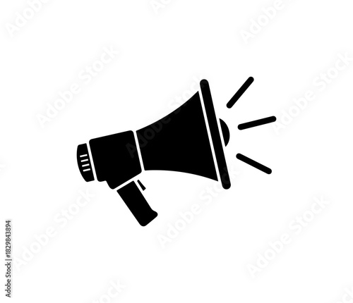 Bold megaphone icon for announcements, promotions and marketing communications design