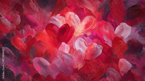 Vibrant Digital Art of Floating Hearts in Layered Brush Style