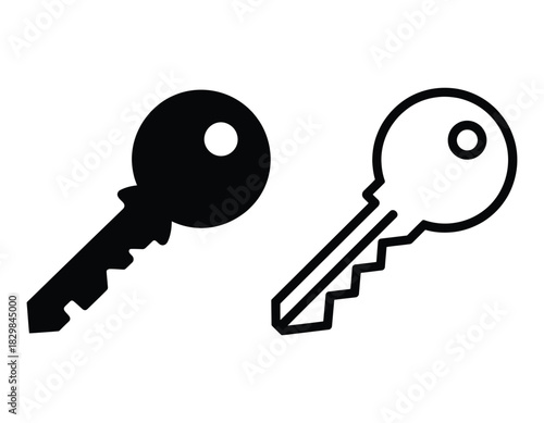 Key Silhouette and Outline Icons - Security, Access & Lock System