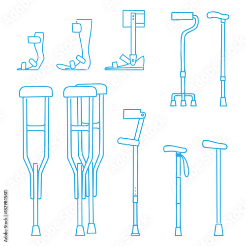 手描き風シンプルな医療補助用具セット