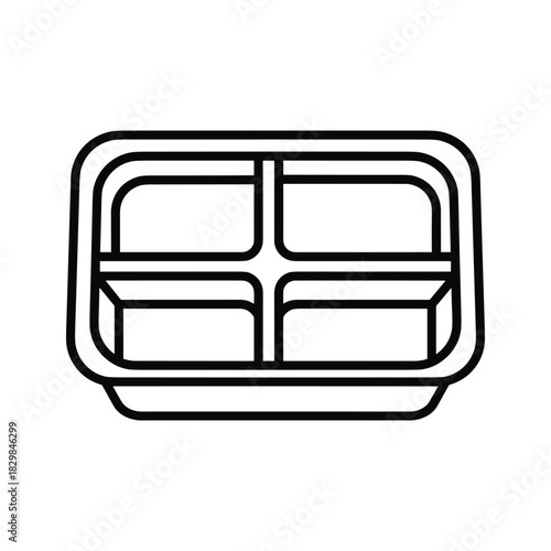 Outline icon of a rectangular bento box or divided food container for healthy meal preparation