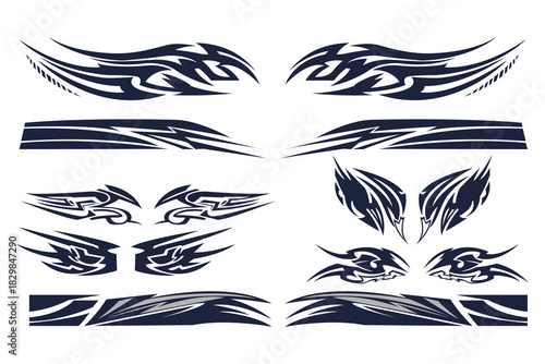 Dynamic tribal vector design elements for vehicle decal art
