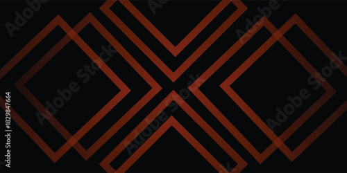 Desain futuristik latar belakang hitam gelap dengan panah oranye geometris 3D latar belakang tumpang tindih lapisan pola pada latar belakang gelap. Vektor eps10