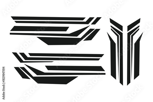 Sporty car wrap design kit geometric abstract vector element