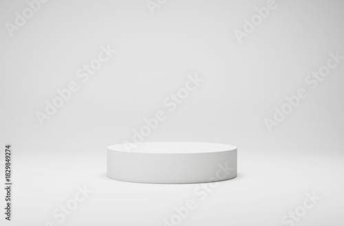 minimalist of cylinder podium showcase stage in interior room white studio and lighting for stand product display presentation abstract bright background 3d render. abstract mockup white background
