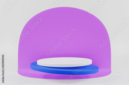 minimalist of cylinder podium showcase stage in interior room white studio and lighting for stand product display presentation abstract bright background 3d render. abstract mockup white background