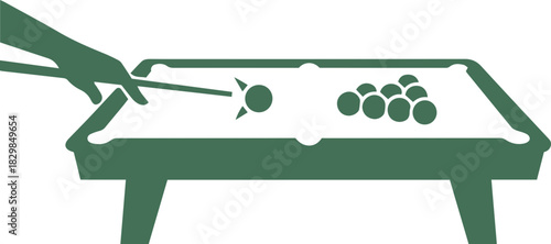 Icon of a Hand Playing Pool, Striking a Cue Ball