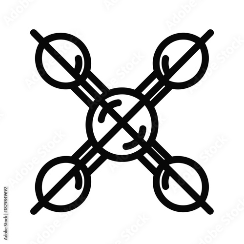 Network hub icon with connected nodes and data flow representation. digital communication and linking symbol.