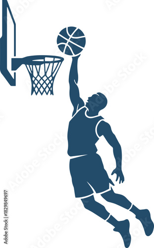 Silhouette Icon of a Basketball Player Dunking
