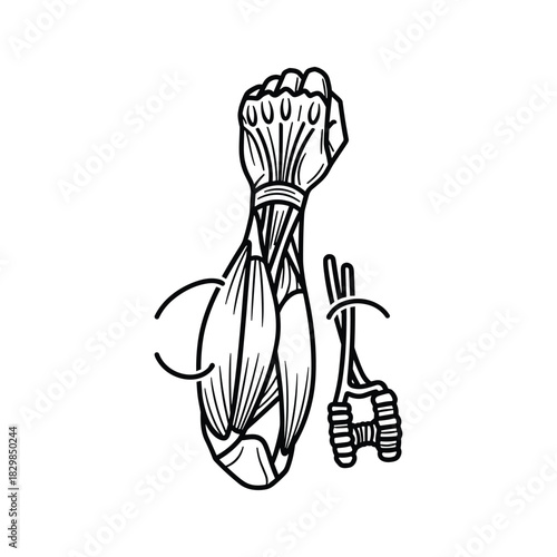 Stylized Human Arm Muscle Anatomy Diagram with Tendon Detail