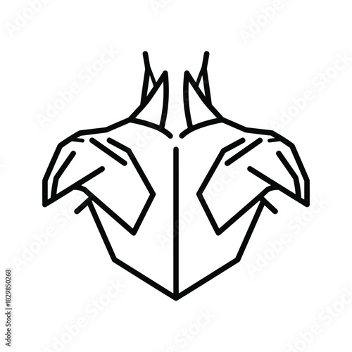 Stylized Geometric Muscular Upper Body Outline Line Art Icon