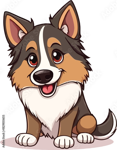 Cute cartoon a illustrator vector Sheltie