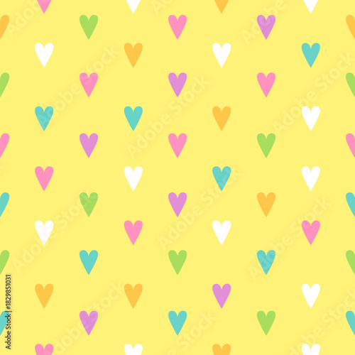 Cute Colorful Hearts Seamless Pattern for Textiles and Crafts