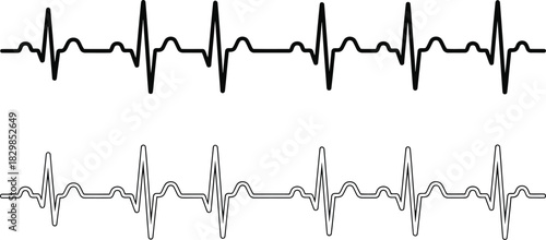 Two electrocardiogram lines representing heartbeats one solid and one dotted