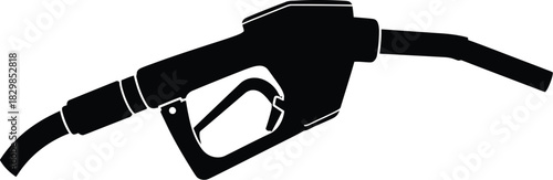 Black silhouette of a fuel nozzle with a hose isolated on white