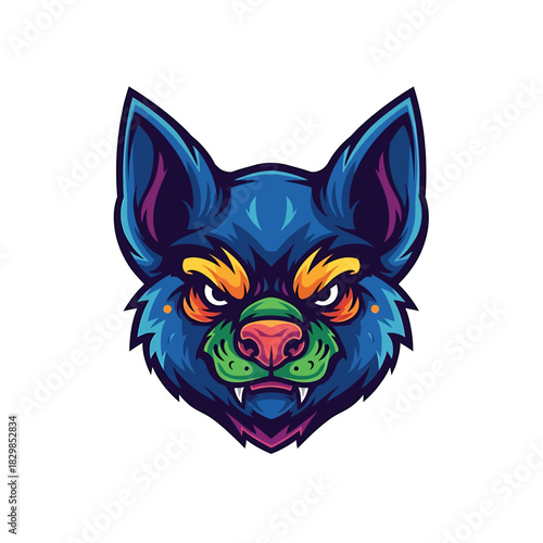Vibrant wolf mascot logo design with fierce expression, perfect for gaming, esports, or branding with a unique and edgy style for modern audiences
