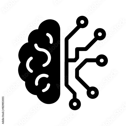 Artificial intelligence brain circuit connection icon for technology and innovation