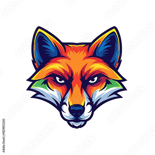 Vibrant fox mascot design for esports teams and gaming brands - a bold and colorful emblem of cunning and strategy that commands attention instantly