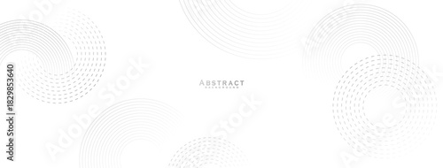Minimal White Abstract Circular Dotted Pattern Background with Modern Clean Geometric Shapes Vector
