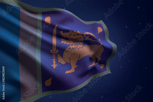 sri lanka digital LED waving flag on dark starry background