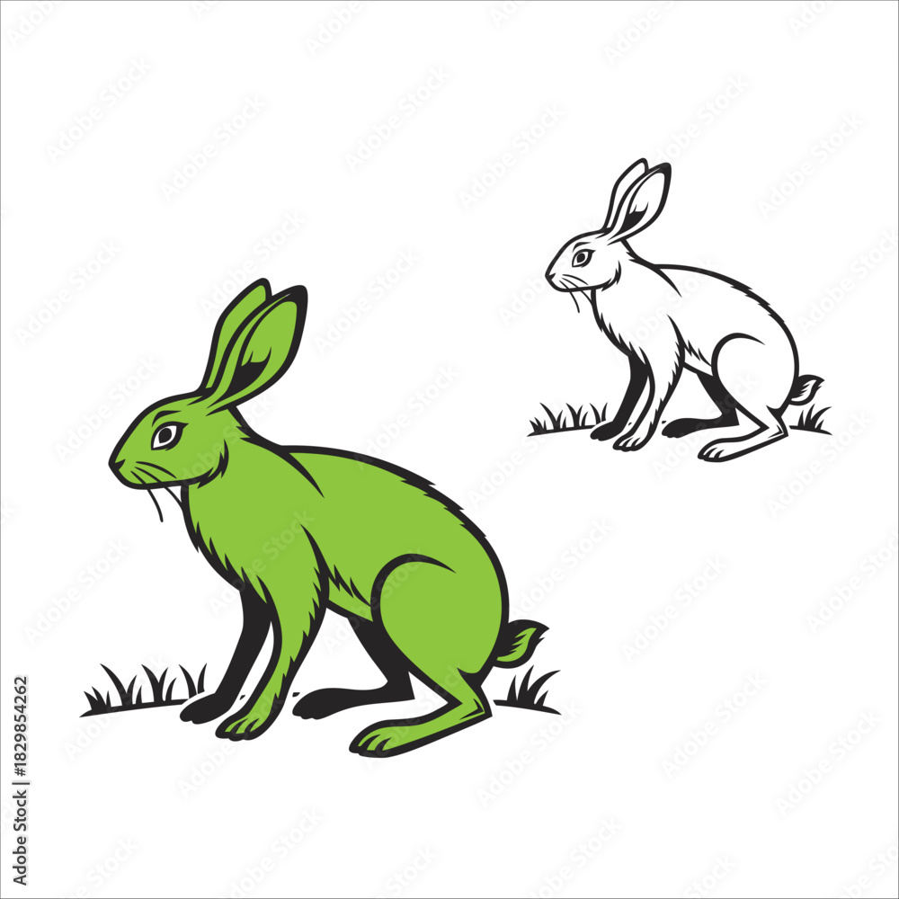 Obraz premium Coloring Book For Kid Rabbit Image Vector
