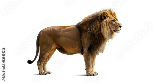 Calm yet Dominant Lion Captured in Profile for a Powerful Visual