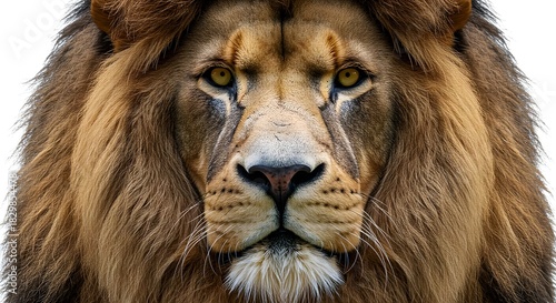 Intense close-up of a lion's face staring at the camera, conveying strength and confidence.