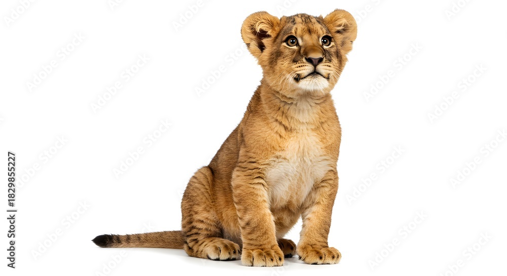 Obraz premium Charming Front View of a Lion Cub with an Innocent Look