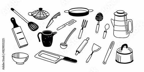 Assortment of Kitchen Utensils A Collection of Tools for Cooking and Food Preparation