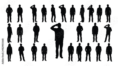 Diverse human silhouettes collection isolated on white background, Vector