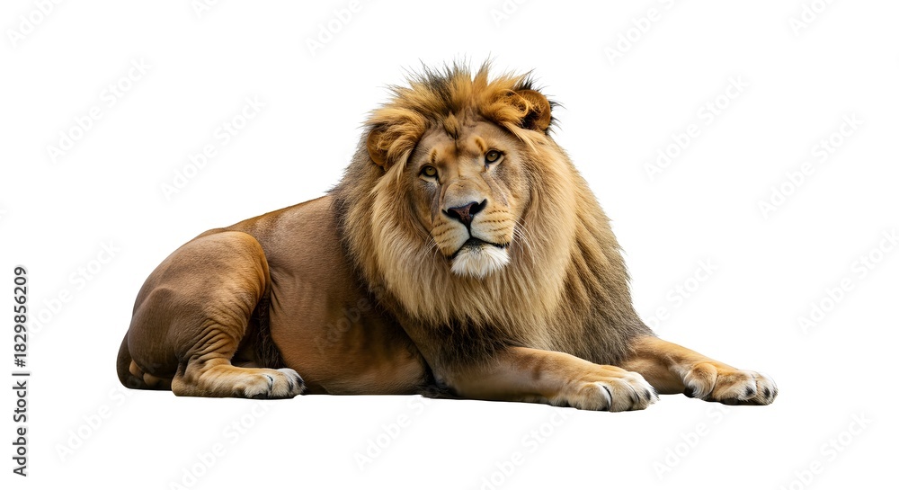 Obraz premium Power and Poise: Lion Reclining with a Royal Presence