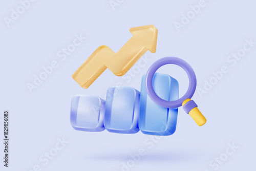 Leadership for successful new idea. Excellent business graph on background. under creative solution concept in 3D vector render on white background. 3d goal for business, bank, finance, investment
