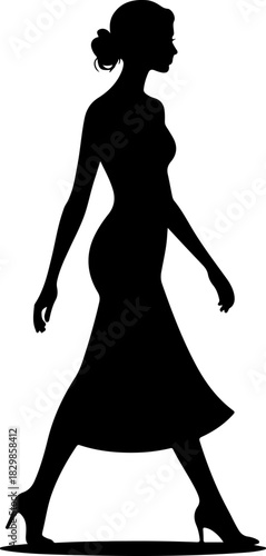 Woman Walking Away silhouette vector illustration