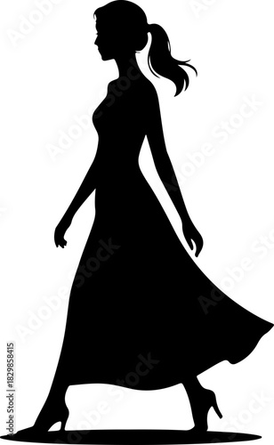 Woman Walking Away silhouette vector illustration