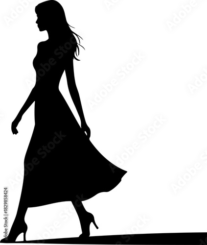 Woman Walking Away silhouette vector illustration
