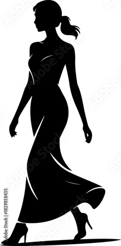 Woman Walking Away silhouette vector illustration