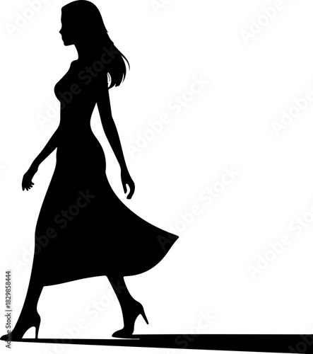 Woman Walking Away silhouette vector illustration
