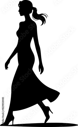 Woman Walking Away silhouette vector illustration