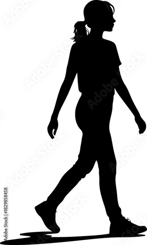Woman Walking Away silhouette vector illustration