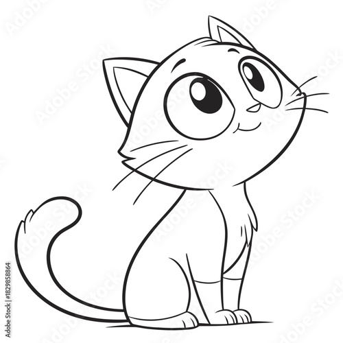 “Cute cat outline illustration, simple cartoon stroke, kawaii style, transparent background SVG.”