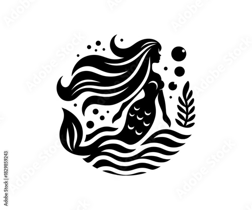 Silhouette of a black mermaid