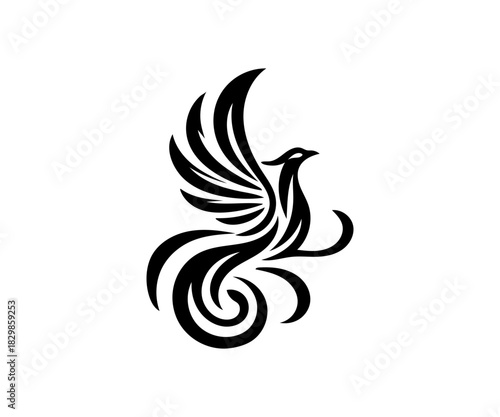 Stylized phoenix bird art
