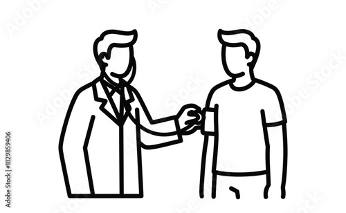 Doctor and Patient Line Art Illustration for Healthcare Services