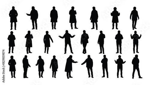 Collection of men's silhouette vectors isolated on white background, Vector