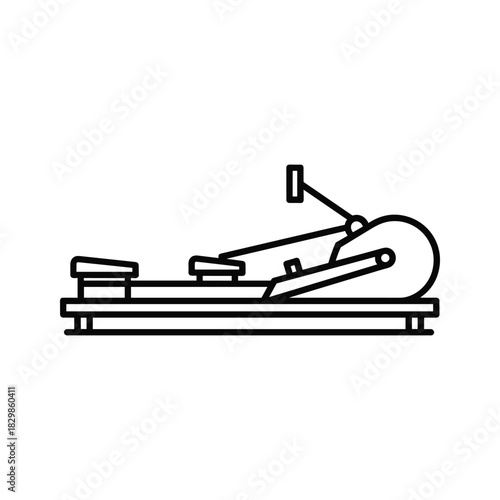 Rowing Machine Outline Icon. Gym Fitness Equipment for Cardio Workout and Strength Training.