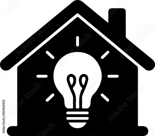 House with a lightbulb silhouette vector illustration