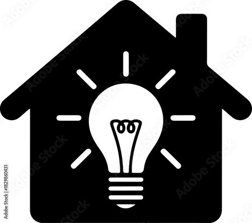 House with a lightbulb silhouette vector illustration