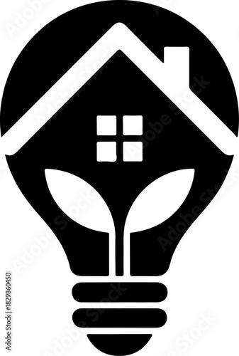 House with a lightbulb silhouette vector illustration